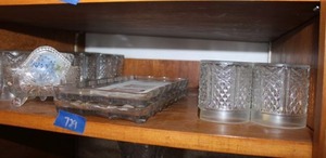 lot 729 image: Glass set by Austria Oberglas, and German crystal rectangular trays