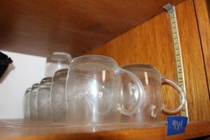 lot 734 image: Clear crystal mug glasses with etched flower pattern