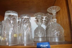 lot 745 image: GORHAM lead crystal tumblers and bird pattern goblets