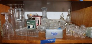 lot 749 image: Misc. crystal glasses, trinket boxes, bells and toothpick holders