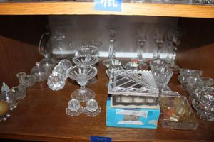 lot 757 image: Lead crystal candle holders, trinket box, pitcher and more