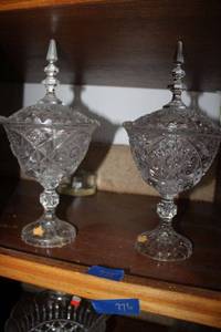 lot 775 image: (2) lead crystal compote lidded bowls