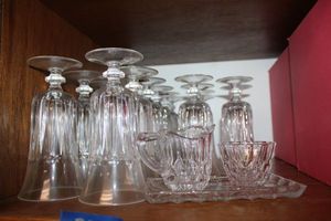 lot 787 image: GORHAM lead crystal footed goblets and creamer and sugar server