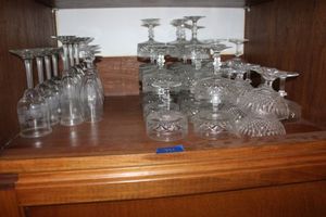 lot 791 image: Champagne coupes or dessert goblets, champagne and wine glasses