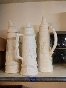 lot 564 image: Unfinished ceramics steins - 3 total