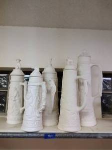 lot 561 image: Unfinished ceramics steins - 5 total