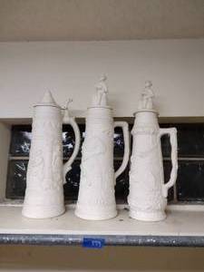 lot 559 image: Unfinished ceramics steins - 3 total