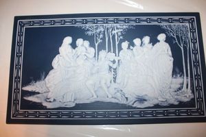 lot 11 image: Villeroy & Boch Mettlach PARNASS Blue and white plaque - approx. 21x12