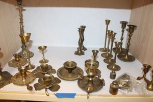 lot 95 image: Brass candle holders