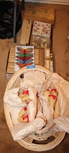 lot 106 image: Crafts Basket, bird and butterfly decorations