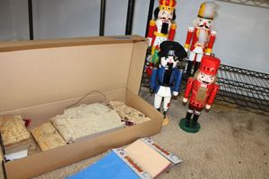 lot 117 image: Unfinished wood crafts and painted nutcrackers