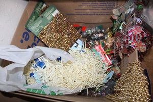 lot 125 image: Christmas decorations wooden ornaments and Misc. garlands
