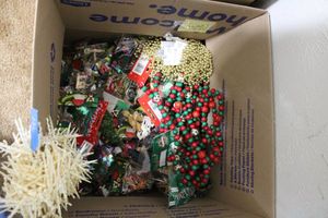 lot 126 image: Christmas decorations wooden ornaments and Misc. garlands