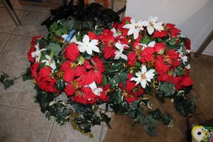 lot 137 image: 2 Red and white poinsettia baskets