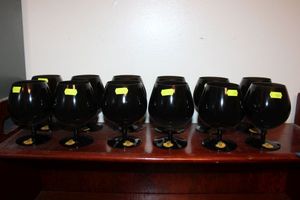 lot 15 image: Lead Crystal Black Goblets - set of 12