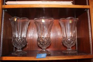 lot 32 image: Gorham Full Lead crystal 10 flower vases - set of 3