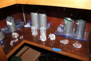 lot 44 image: Swarovski Lead crystal animals and candle holders, see photos
