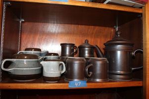 lot 47 image: Brown pottery Brown Tea set, Schonwald Glazed tea set