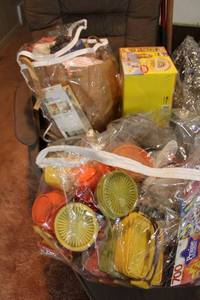 lot 198 image: Misc. lot Tupperware, omelet maker, fabric and more