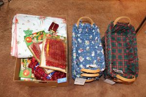 lot 204 image: Christmas baskets, tablecloth and more