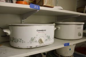 lot 213 image: (2) oval crockpots
