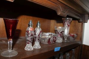 lot 242 image: Lead crystal cranberry glass items