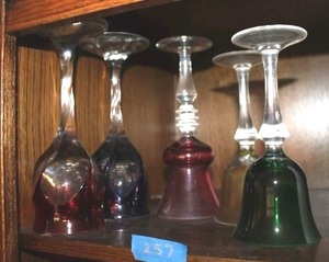 lot 257 image: Colored lead crystal stemware glassware