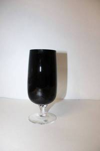 lot 313 image: Black glass goblets (made in West Germany stickers) - set of 12