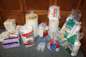 lot 319 image: Serving a crowd - generous amount of styrofoam plates, bowls, plastic cups and paper napkins
