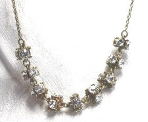 lot 549 image: Vintage gold finish AB rhinestone 3 dimensional bead necklace with adjustable slide bead necklace. Slide bead works well. Adjustable up to 36L