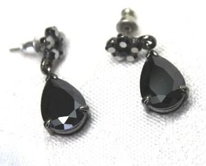 lot 441 image: Elegant and classic faceted pear shape poststud dangle earrings in charcoal grey mounts. 1L