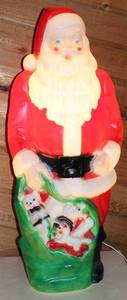 lot 19 image: Vintage Empire Seasonal Division light up Santa Blow Mold in original box