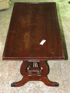 lot 12 image: Vintage Duncan Phyfe Styled Harp Coffee Table