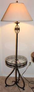 lot 27 image: Vintage 1970s Cast Iron and Glass Floor Lamp With Table