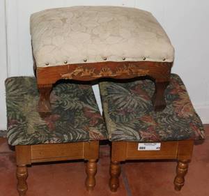 lot 49 image: Three Vintage Foot Rest Ottomans