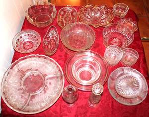 lot 59 image: Large Lot of Crystal Like Glassware, Including Two Pyrex Glass Mixing Bowls