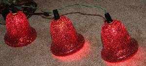 lot 96 image: Vintage Christmas Lot Including Mid Century Red Plastic Glittery Ringalite Bells WORKING