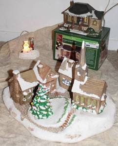 lot 82 image: Christmas Town Lot Including Vintage Glittery Snow Blanket