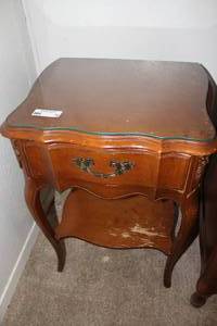 lot 78 image: Vintage 50s French Provincial Styled NightstandSide Table with Drawer