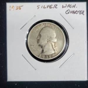 lot 108 image: Rare Silver 1935 Wasington Quarter