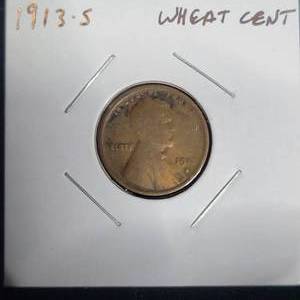 lot 129 image: 1913 S Lincoln Wheat Cent