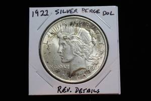 lot 52 image: Silver 1922 Peace Dollar - Reverse Details
