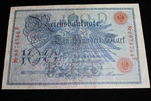 lot 161 image: Hard to Find 1908 Reichs $100 Banknote - Minted Before The Great War (World War One)