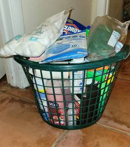 lot 103 image: Laundry Basket Filled With Misc Cleaning Items For Your Home and Yourself