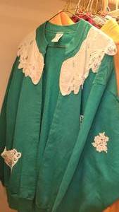 lot 110 image: Lot of Vintage Sweaters, Skirts, Pants, Shirts, and more Including a Jean Vest with Vintage Girl Scout Badges
