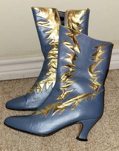 lot 113 image: Two Metal Round Shoe Racks with Boots and Shoes Along with a Door Shoe Organizer