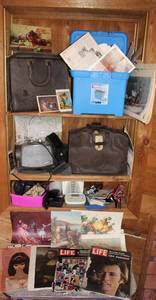 lot 185 image: Large Lot of Paper Ephemera, Two Vintage 1960s Briefcases, Vintage Glasses and Cases, and More