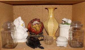 lot 178 image: Lot of Vases and Canisters Including a Funky Vulture Vase