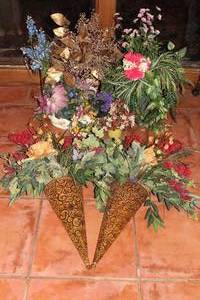 lot 147 image: Large Lot of Silk Faux Floral Arrangements Most with Vases