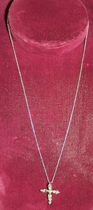 lot 199 image: 925 Silver Green Stone Cross and 925 Silver Italian Chain